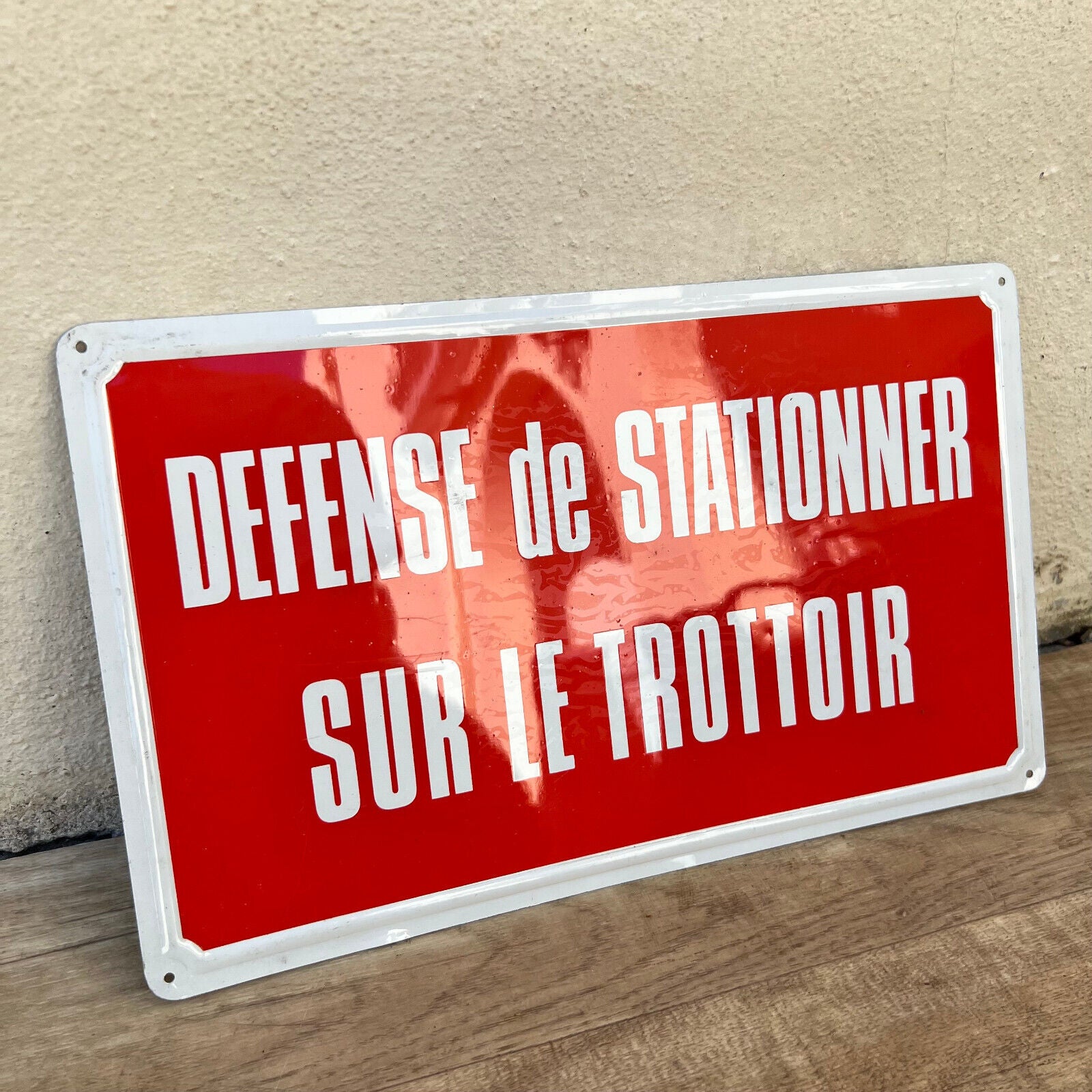 French Street Sign Plaque - Defense de stationner 17072214 - Fleamarketfrance