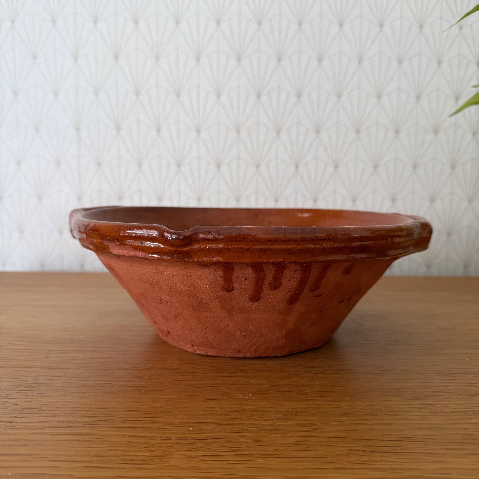 Vintage French Terracotta Bowl Glazed Rustic Pottery Mixing Tian 2505264 Fleamarketfrance