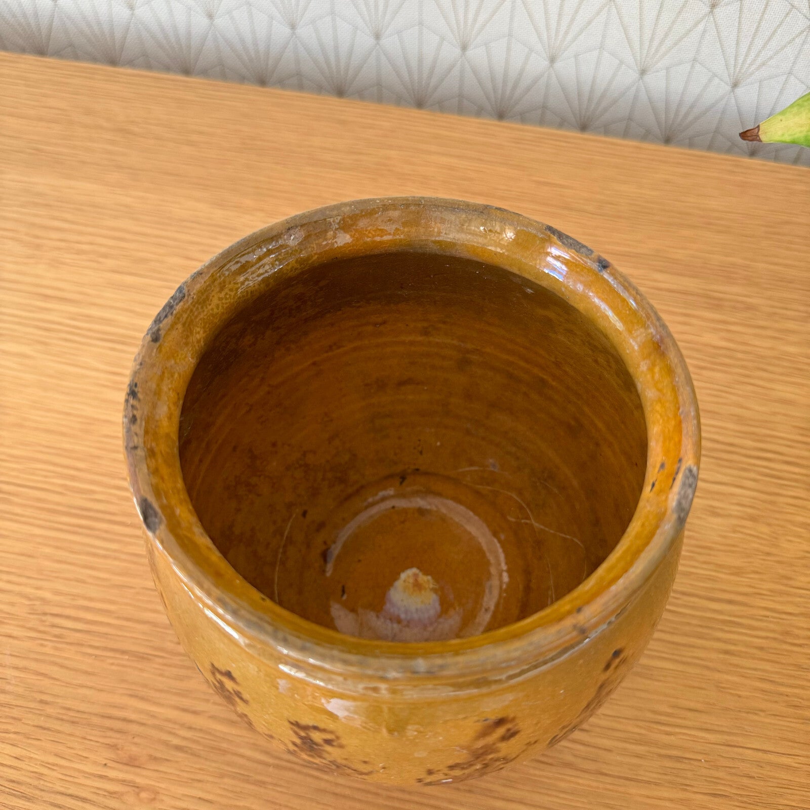 Vintage French Confit Pot Yellow Glazed Stoneware Pottery 15062412 Unmarked