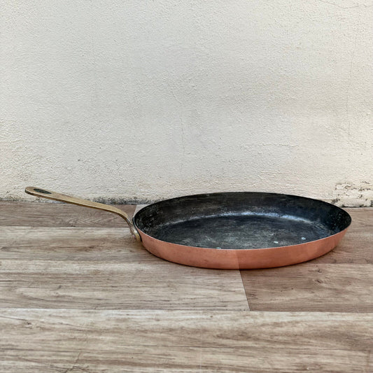 French Copper Cookware fish pan Pan Brass ovale MADE IN FRANCE 15 3/4" 0311236 - Fleamarketfrance