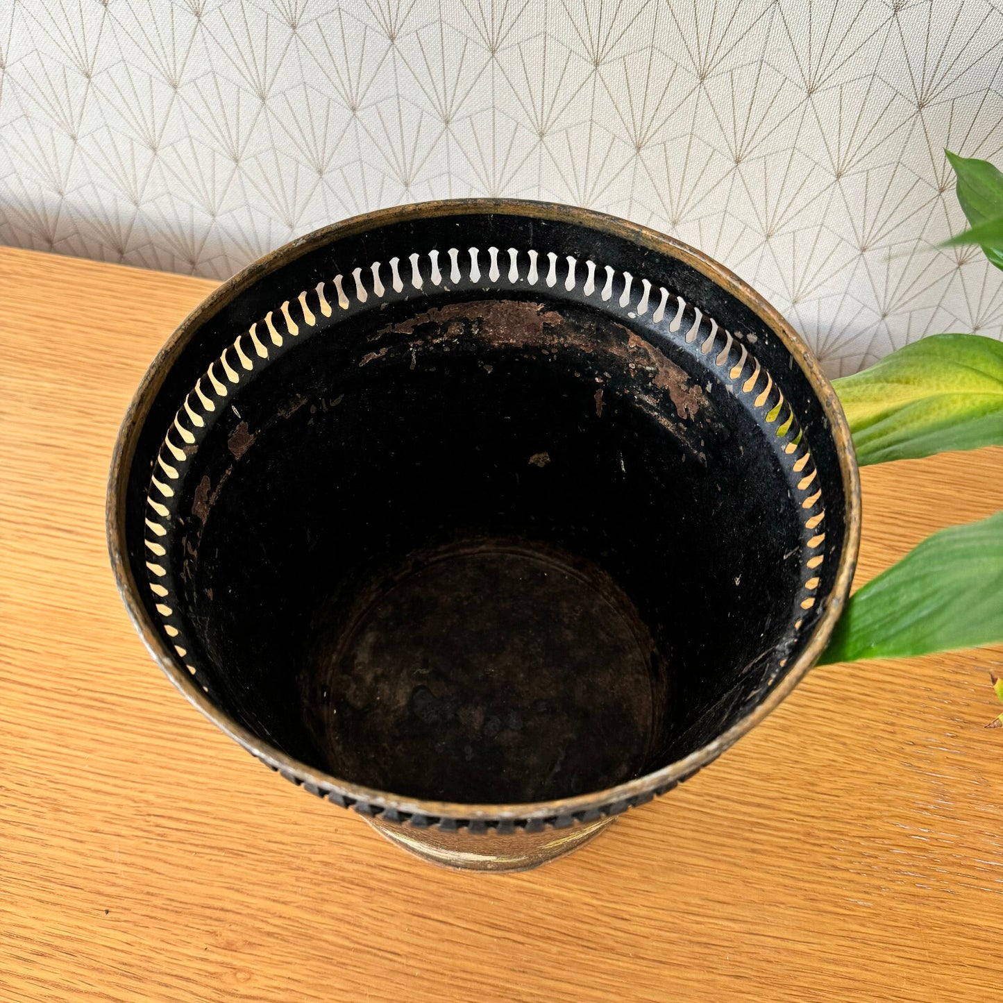 Antique French Tole Basket Victorian Painted Flowers Black Metal 15062420 Fleamarketfrance