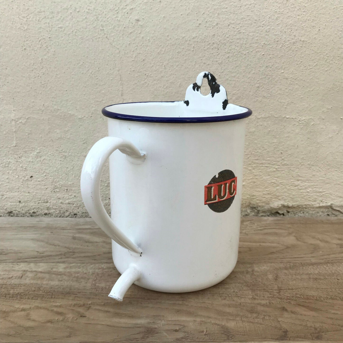 Vintage french enameled Enamelware IRRIGATOR DOUCHE garden white 0301241 - Fleamarketfrance