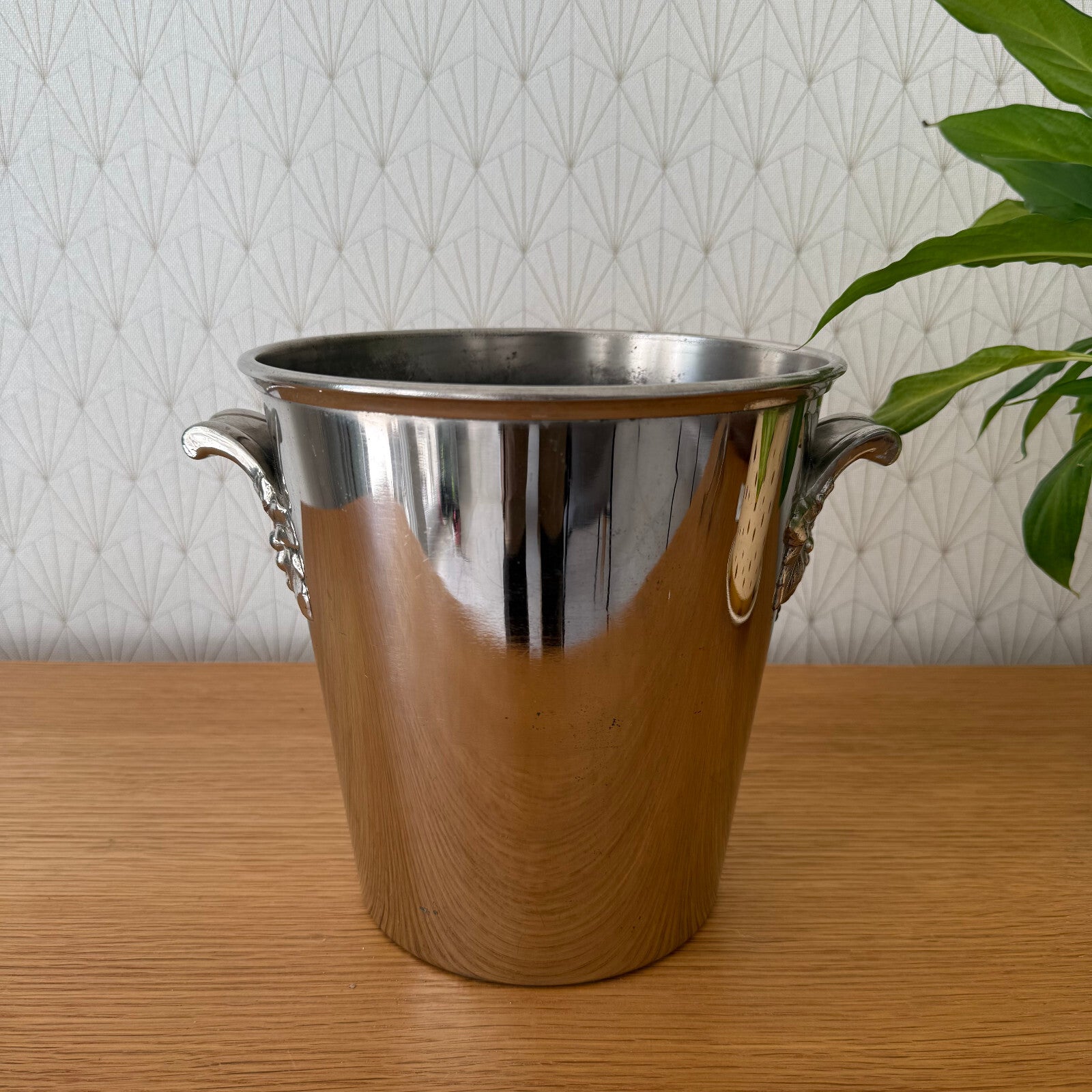 French Silver Champagne Bucket Ice Cooler Grape Handles Vintage 0904254 Fleamarketfrance