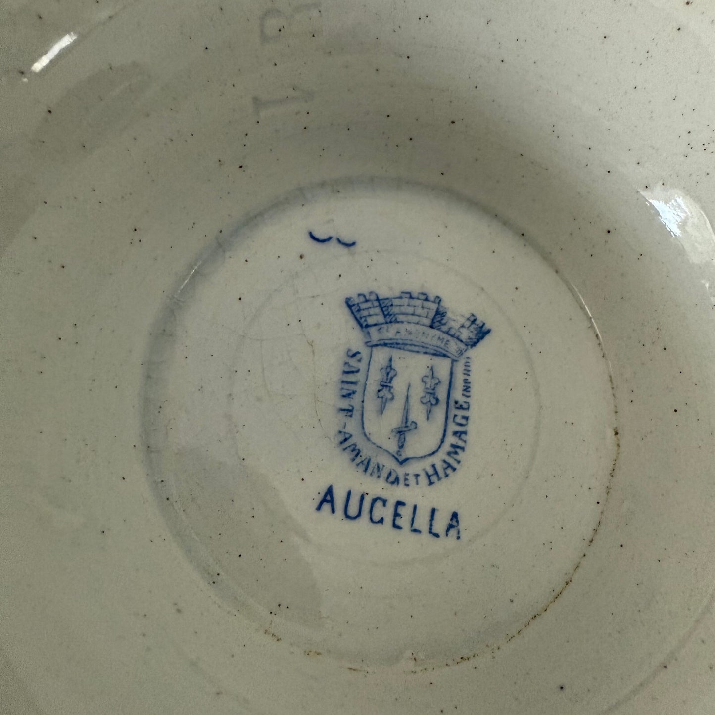 French Vintage Tureen  St Amand Earthenware Flowers Fruits Blue Bowl 1804251