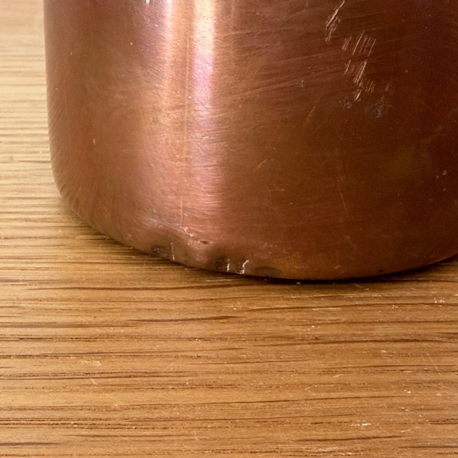 Vintage French Copper Saucepan Tin Lined Iron Handle 1606265 Unbranded
