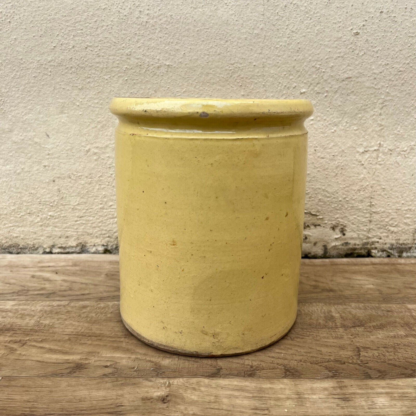 HANDMADE GLAZED YELLOW ANTIQUE FRENCH CONFIT POT TERRACOTTA 8 1/2" 22042227 - Fleamarketfrance