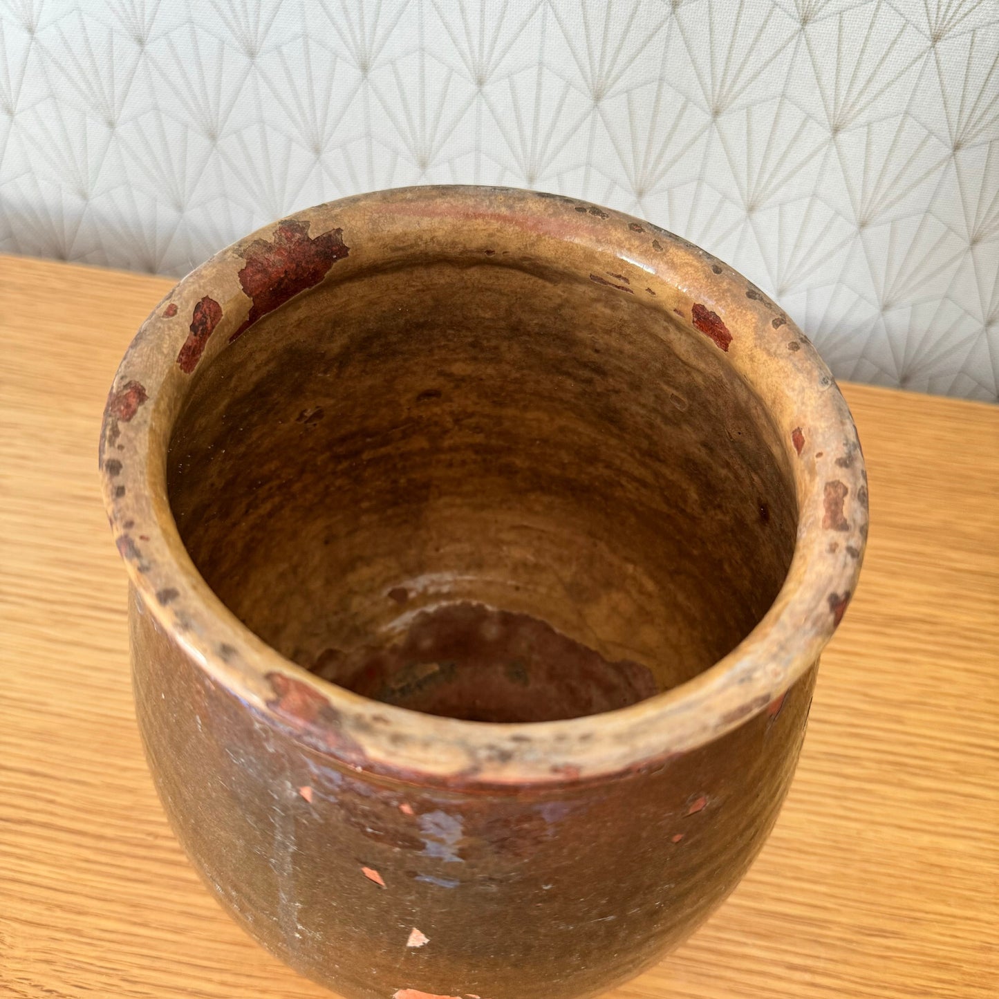 Vintage French Confit Pot Brown Glazed Terracotta Handmade 7" 2404242 Unmarked