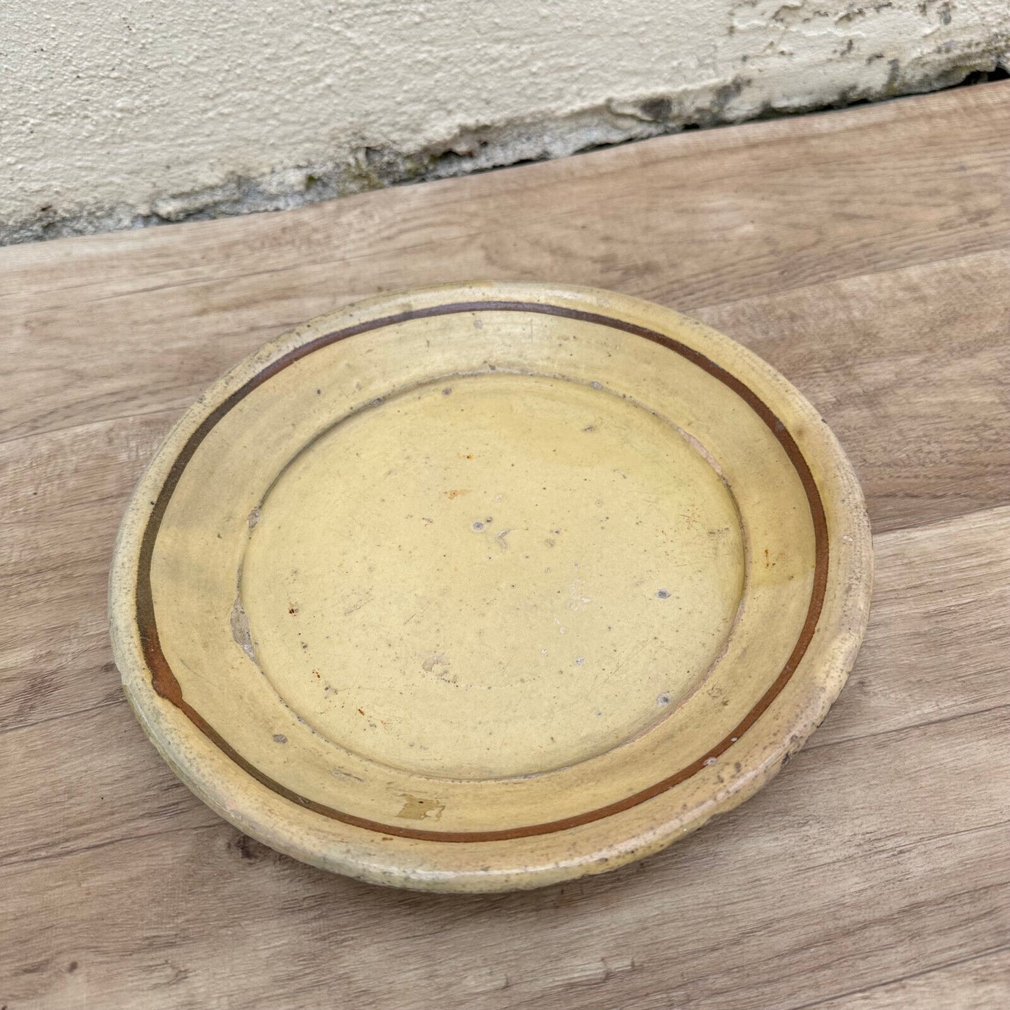 Antique yellow glazed French Pottery Plate Provence omelette turner plate1611236 - Fleamarketfrance