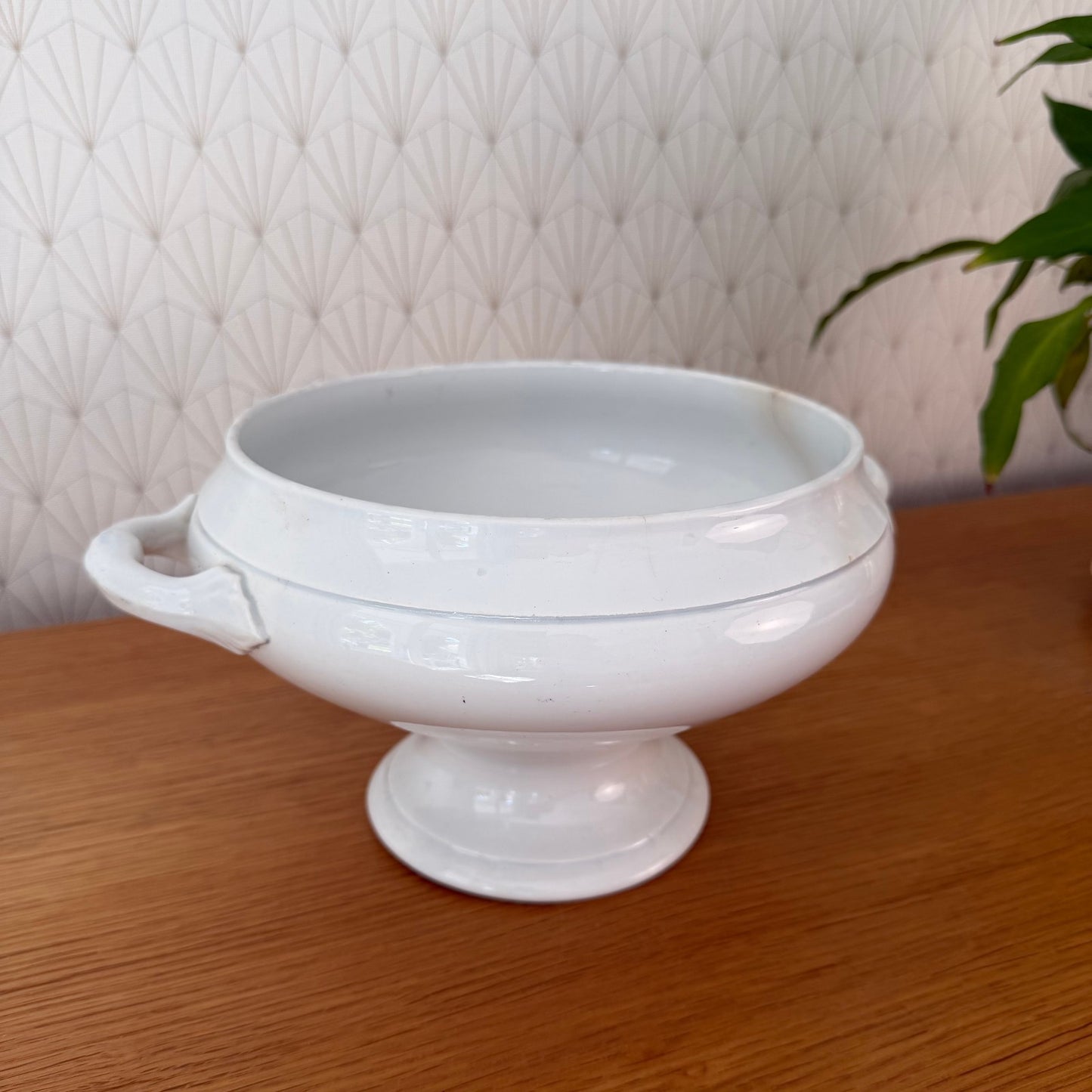 French Tureen Earthenware White Fruits Bowl Terre De Fer ST AMAND AMAGE 2210259