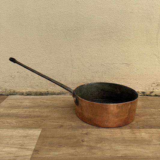 Antique French Copper Saucepan Cast Iron Handle Tin Lined 29082411 Unbranded