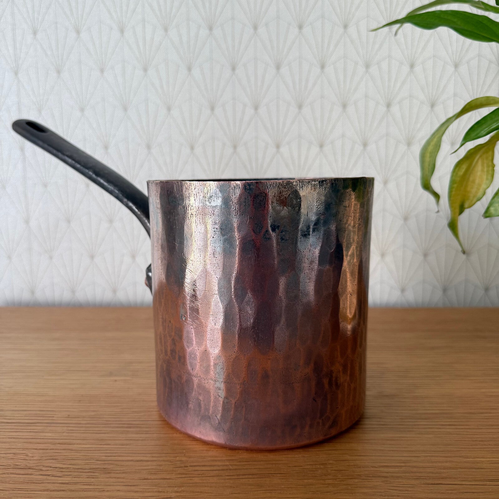 Antique French Copper Saucepan Tin Lined Hammered 14cm Vintage 2205254 Unbranded