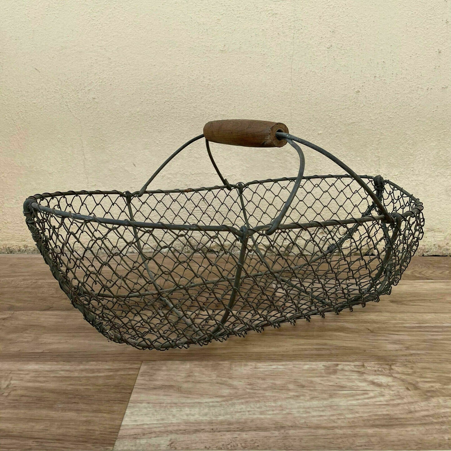 French Wood Basket market vegetables wood and metal 2805212 - Fleamarketfrance