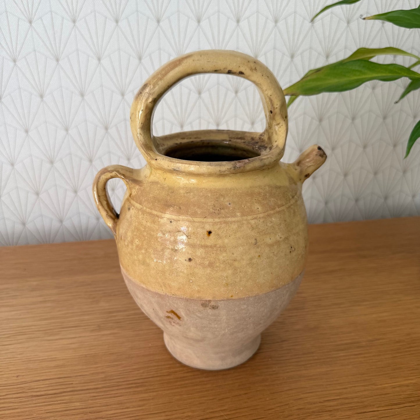 Antique French Yellow Glazed Terra-cotta Gargoulette Water Jug Confit 3008255