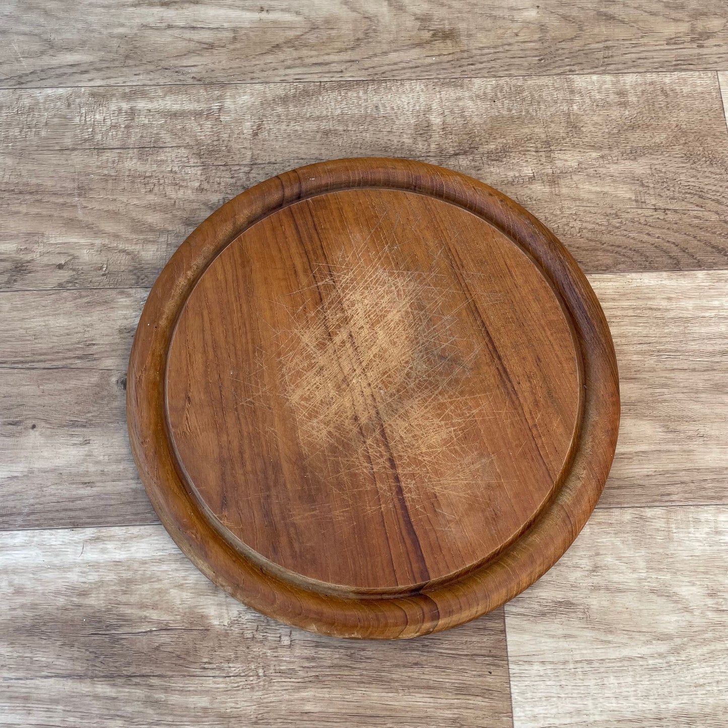 French Vintage Round Wood Cutting Board 25cm Kitchen Chopping 22102412 Antique