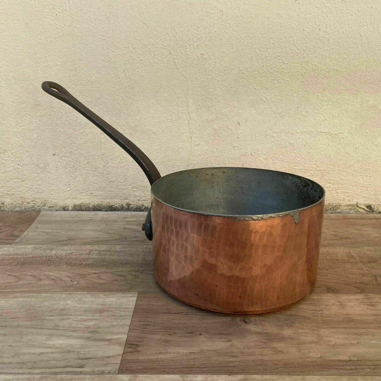 French Copper Saucepan Dehillerin Paris Vintage Tin Lined Hammered 2210213 DEHILLERIN
