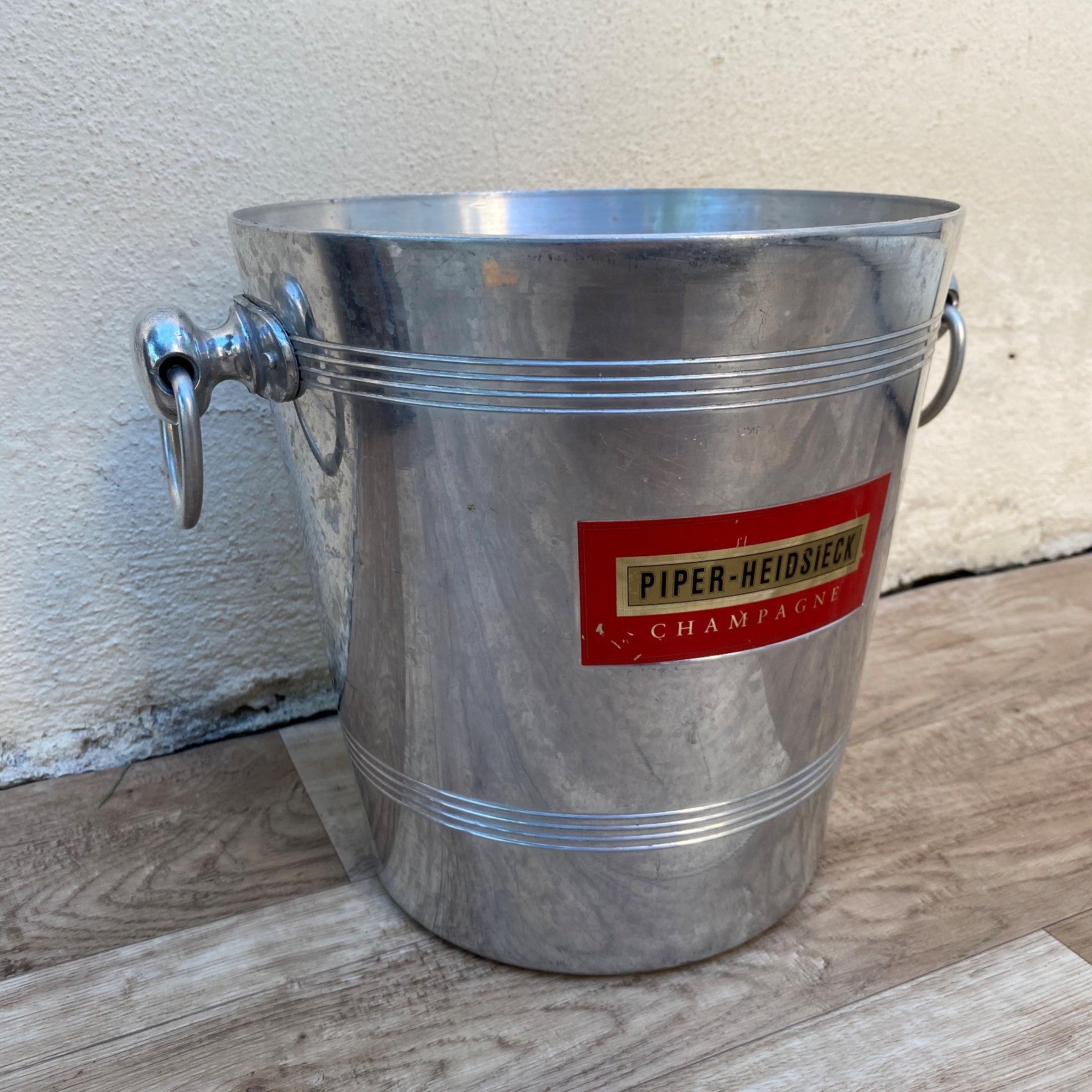 French Vintage Piper-Heidsieck Champagne Ice Bucket Silver Metal Cooler 04072613 Rothschild