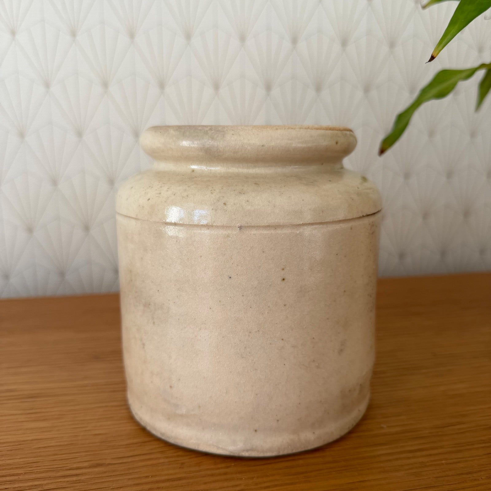 Antique French Stoneware Jar Mustard Pot Beige Kitchen Crock 1801265 Unmarked