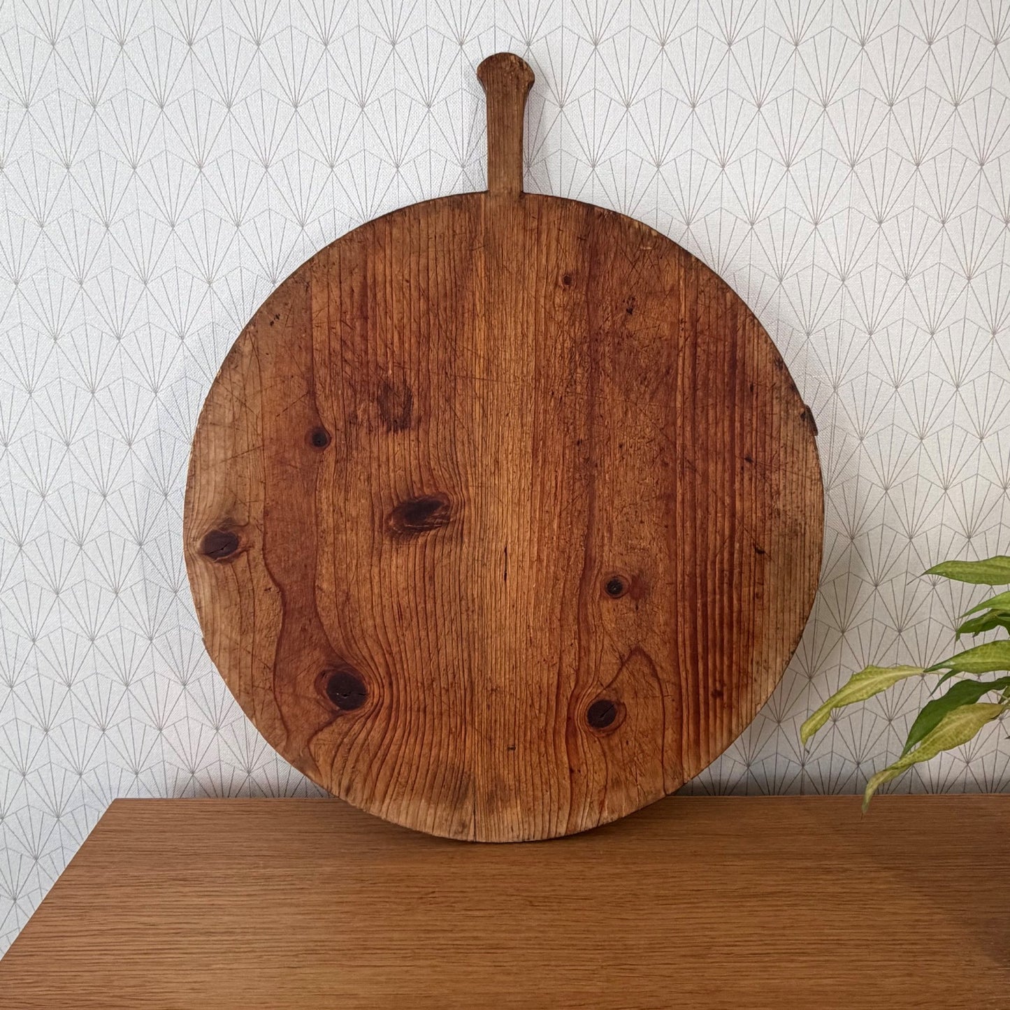 French Vintage Round Wood Bread Board Cutting Chopping 20" 0107269 Unbranded