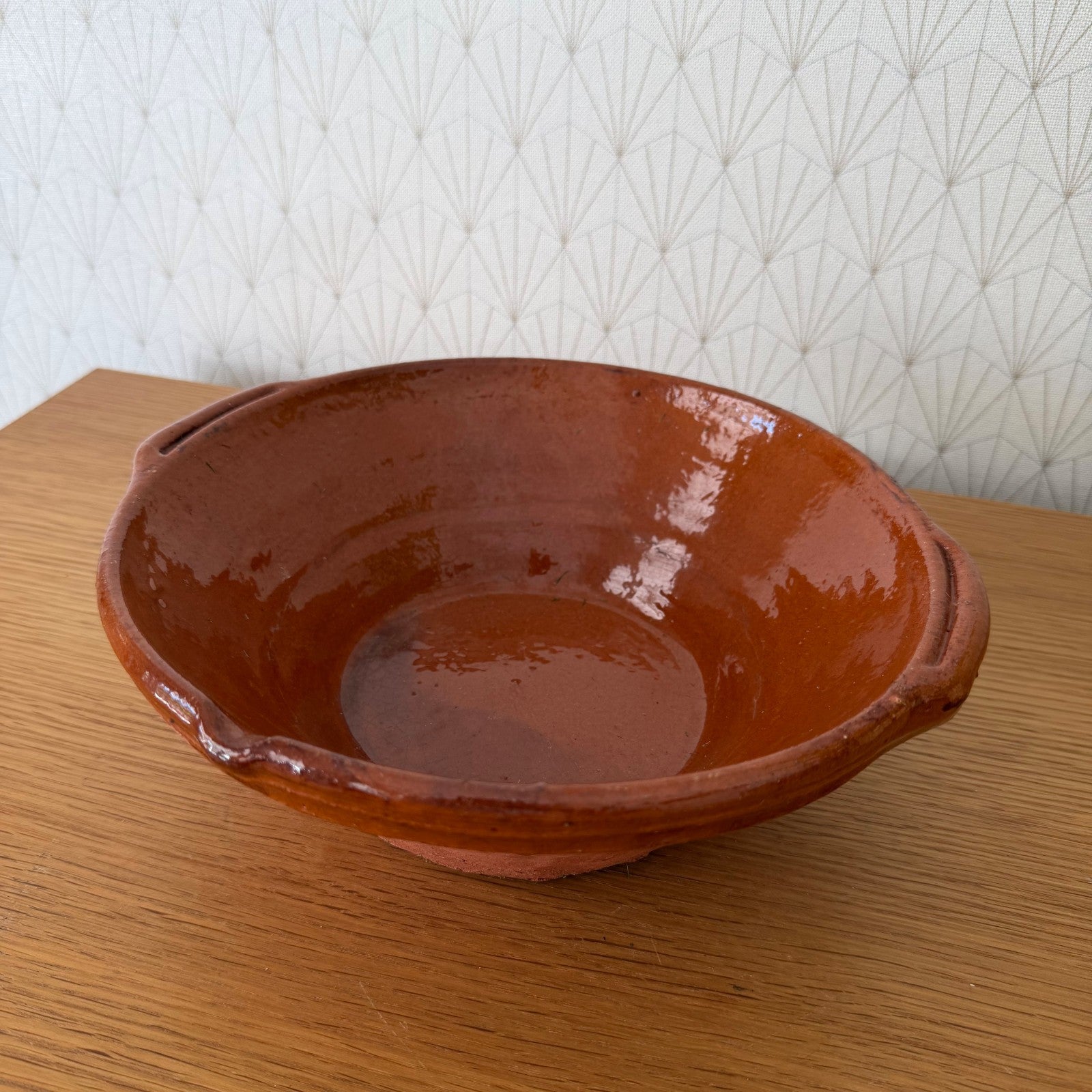 Vintage French Terracotta Bowl Glazed Rustic Pottery Mixing Tian 2505264 Fleamarketfrance