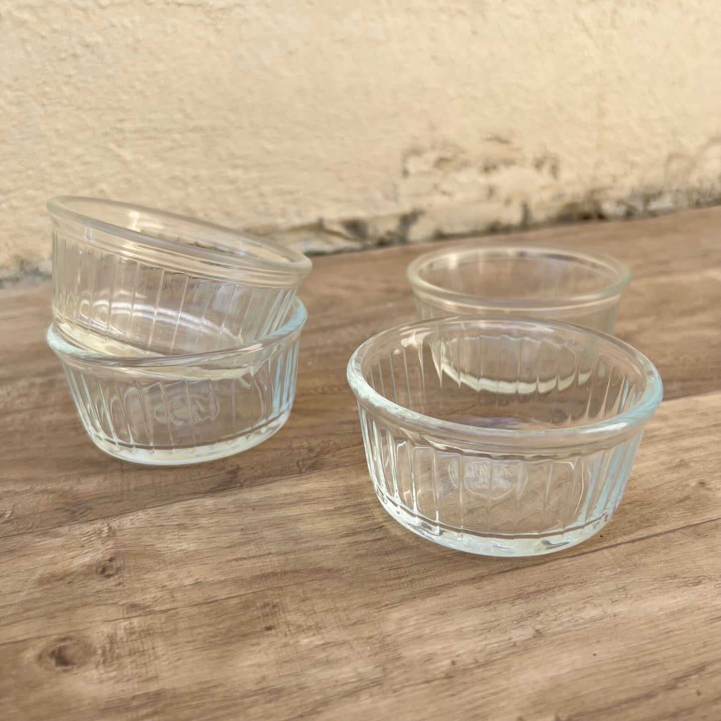Vintage French Duralex Ramekins Clear Glass Set of 4 Dishes 07062214 Duralex