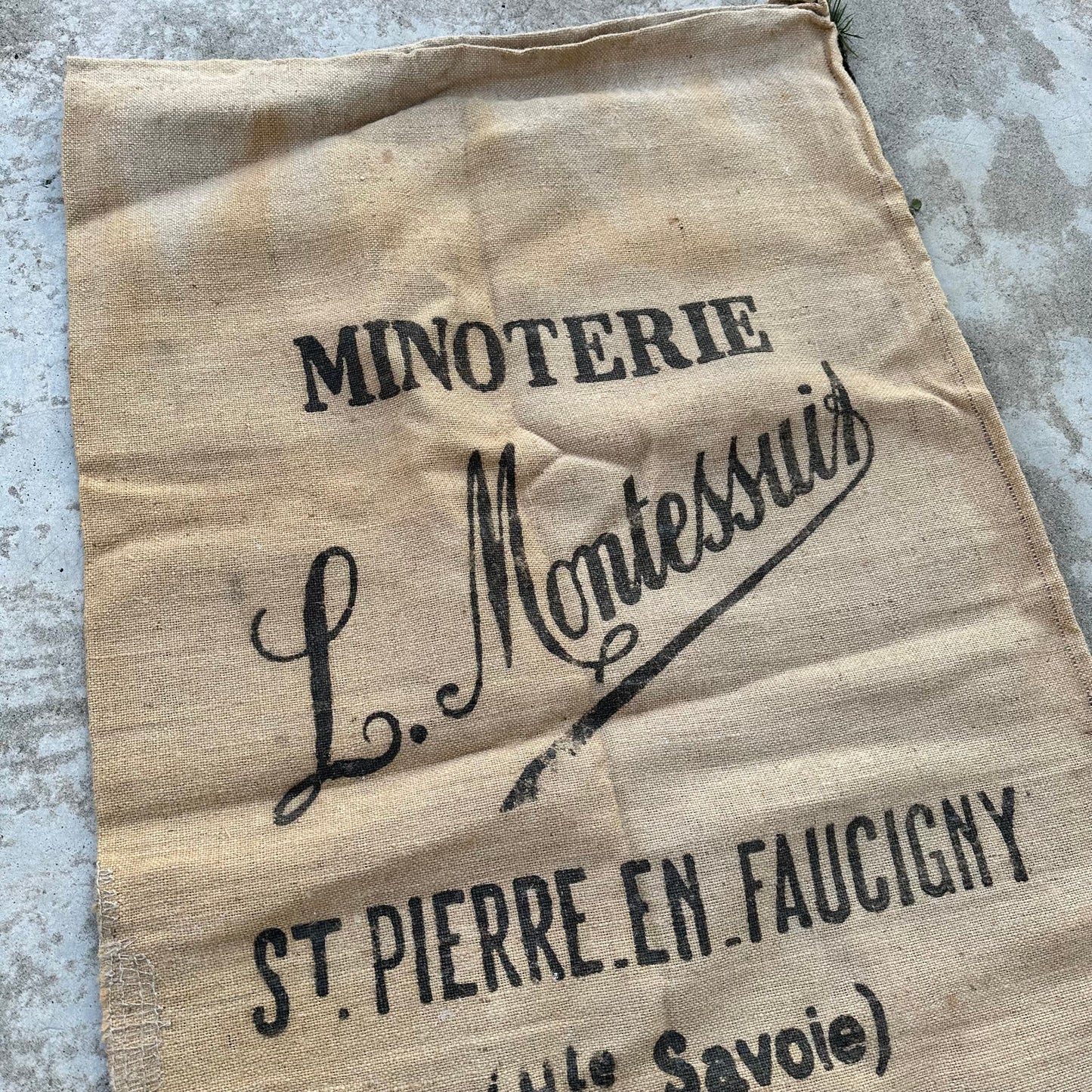 Vintage French Grain Sack Minoterie Montessus 1969 Linen Flour Sack 1710243 Unbranded