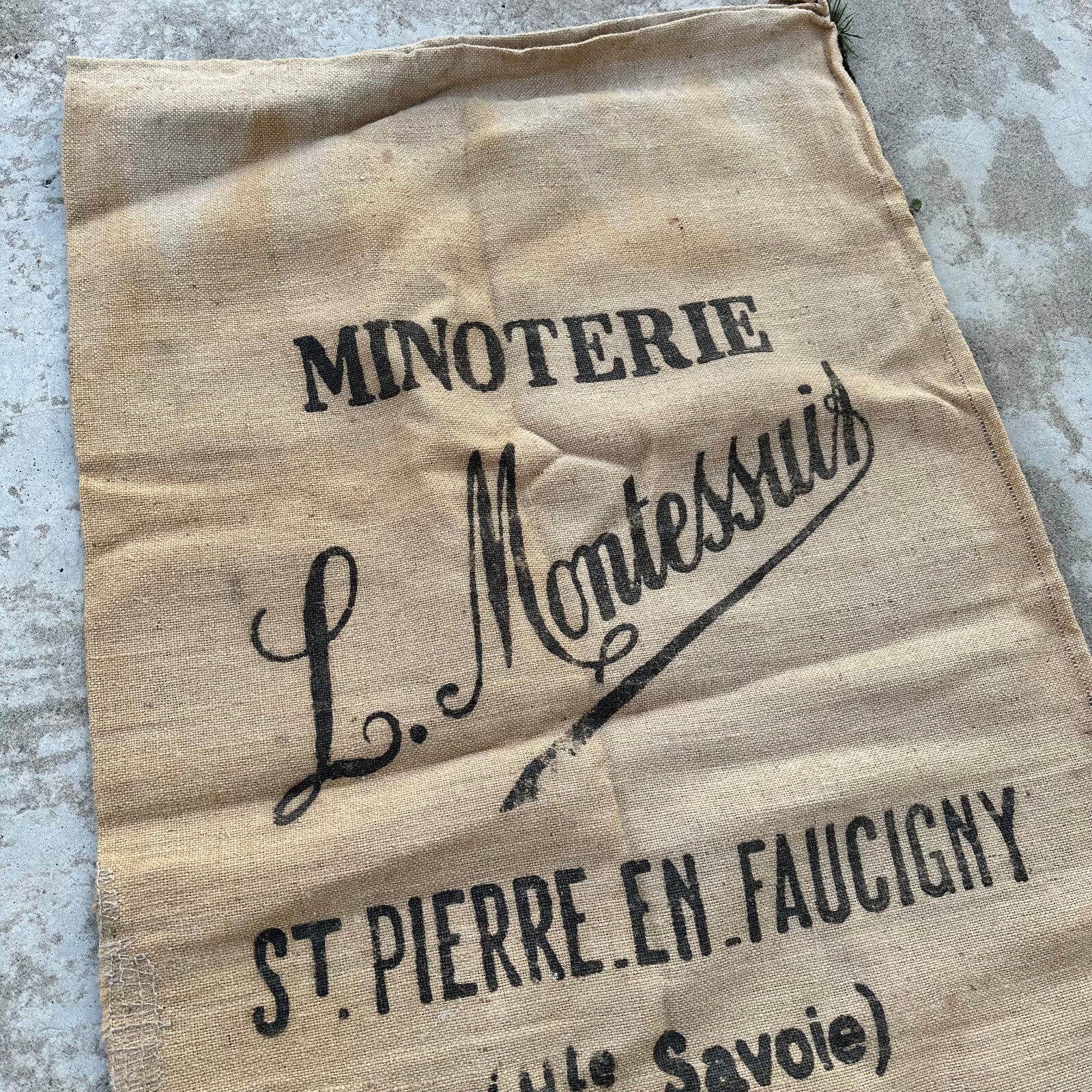 Vintage French Grain Sack Minoterie Montessus 1969 Linen Flour Sack 1710243 Unbranded