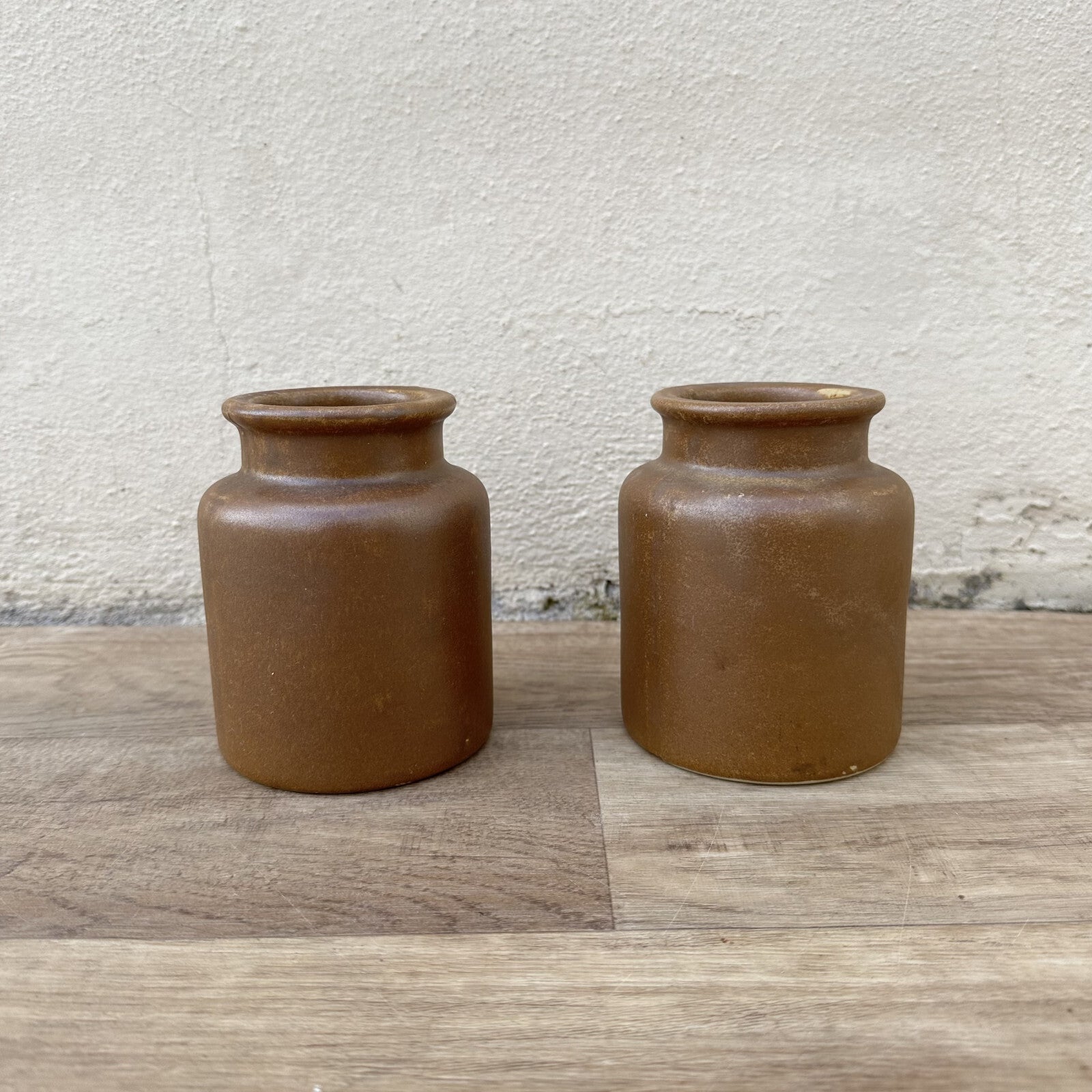 French Stoneware Mustard Pots Brown Antique Vintage Handmade 1209246 Unmarked