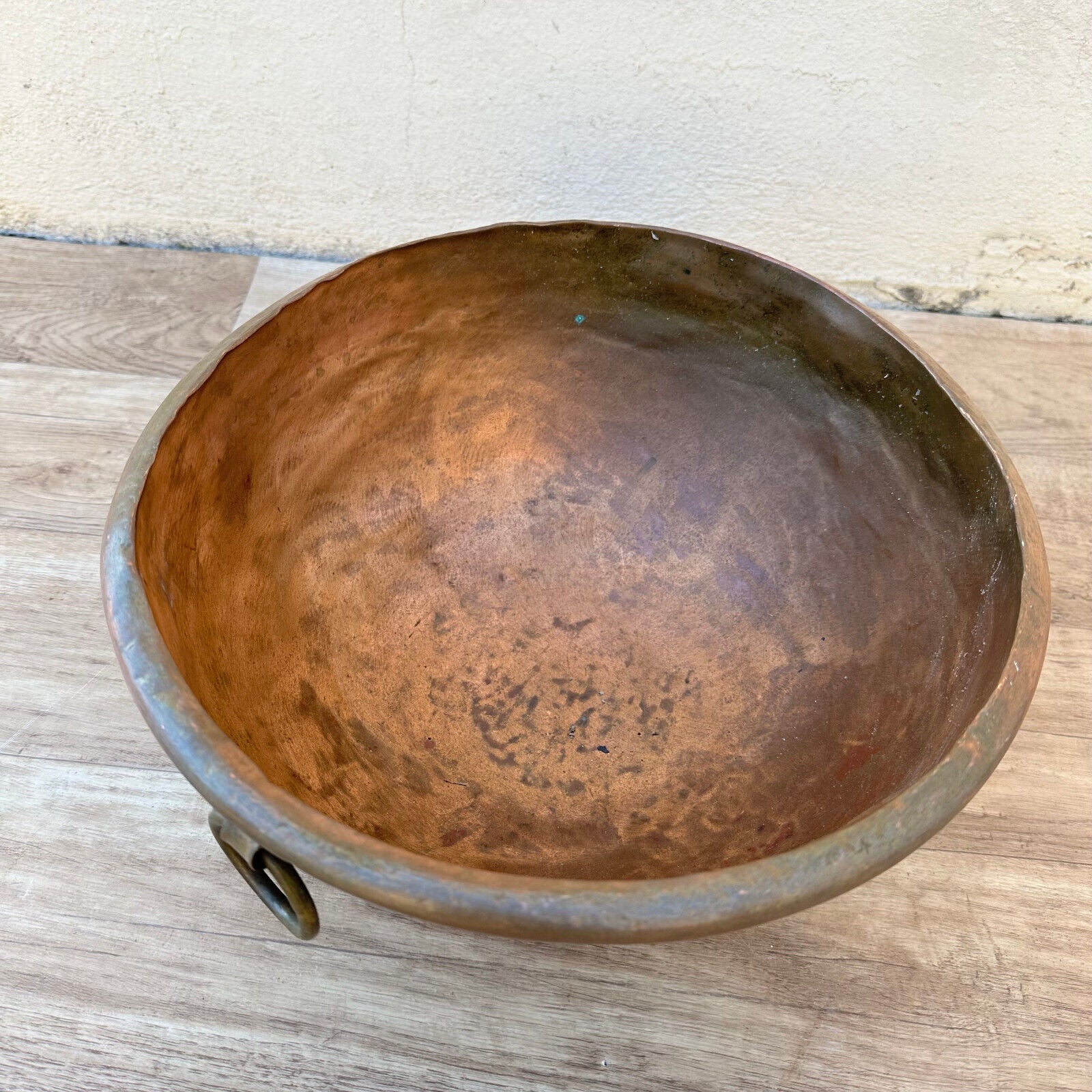 Antique Copper French Mixing Dehillerin Bowl Cul de Poule Rolled Edges 0404236 - Fleamarketfrance