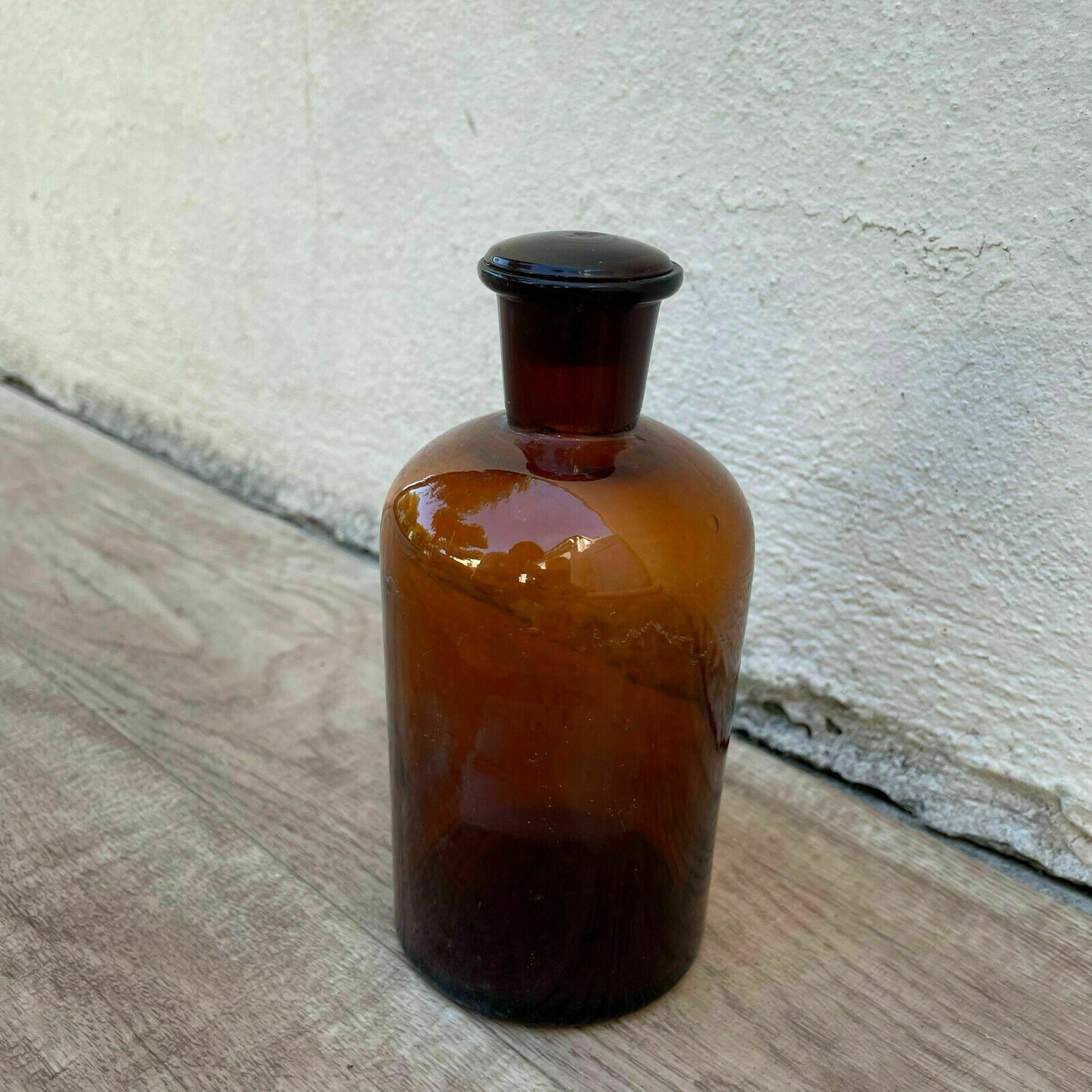 French Apothecary Bottle Amber Glass Cork Stopper Vintage c1930 26072129 Fleamarketfrance