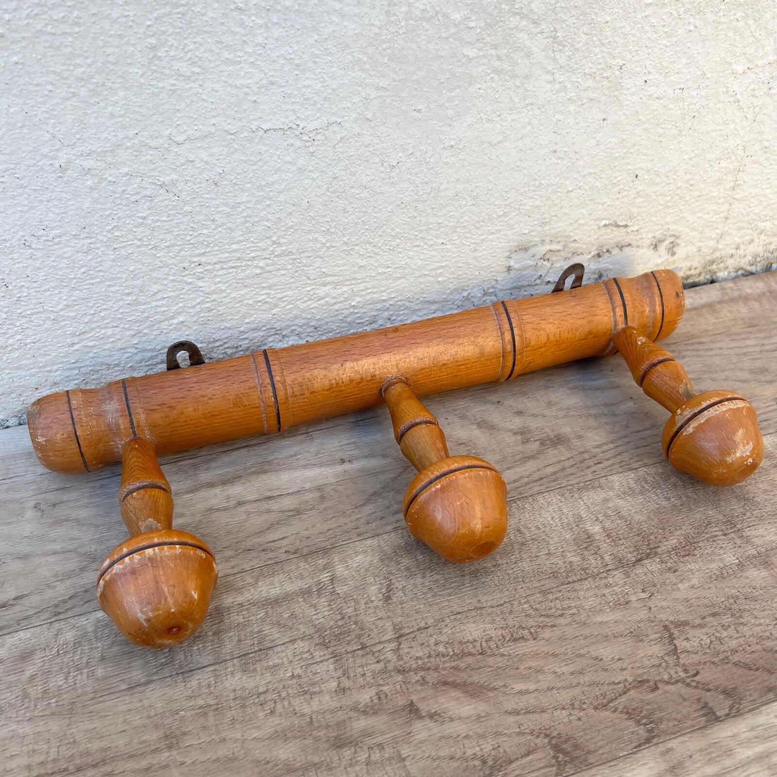 Antique French Coat Hook Hat 3 Pegs Hanger Faux Bamboo rack 26052223 Unbranded