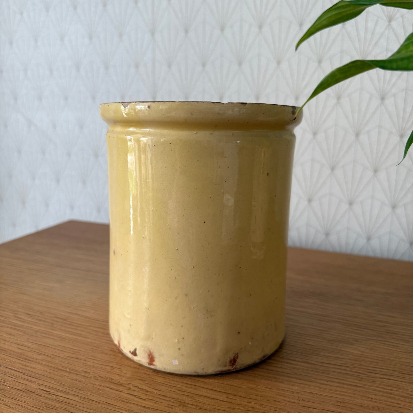 HANDMADE GLAZED YELLOW ANTIQUE FRENCH CONFIT JAM POT SMALL TERRACOTTA 29042512