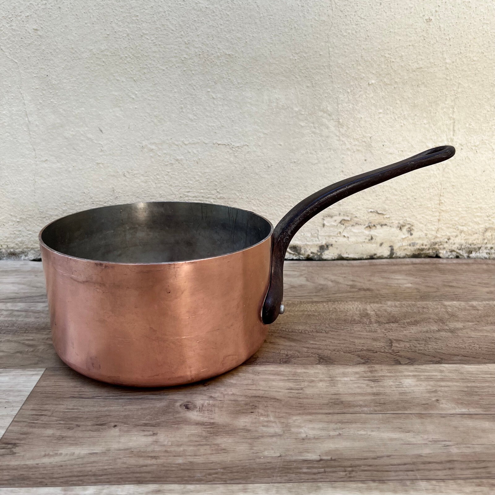 French Copper Saucepan Villedieu Tin Lined 7.25" 2mm Vintage 2.2kg 0808209 Unbranded