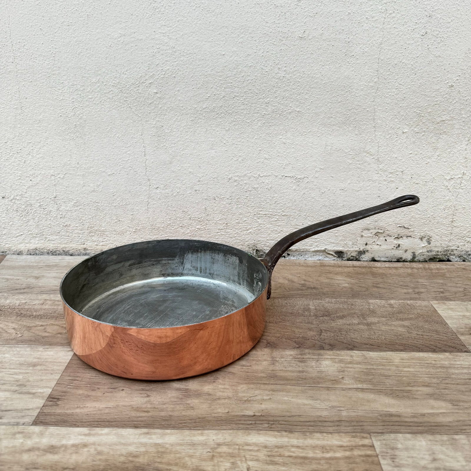 French Copper Pan Villedieu Professional Tin Lined Sauteuse 24cm 26042410 Unbranded
