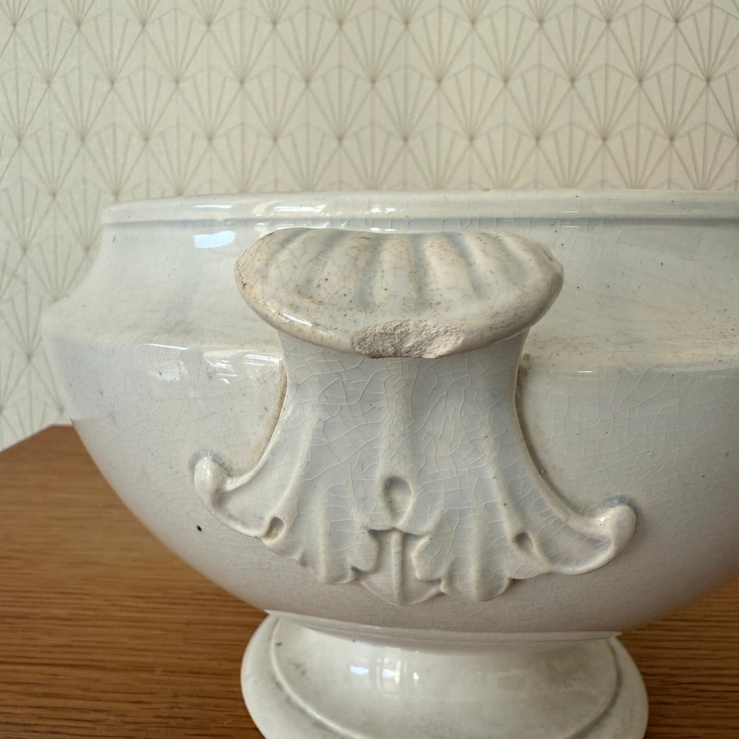 Antique French Tureen White Ceramic Footed Bowl Vieillard Bordeaux 0911245 Fleamarketfrance