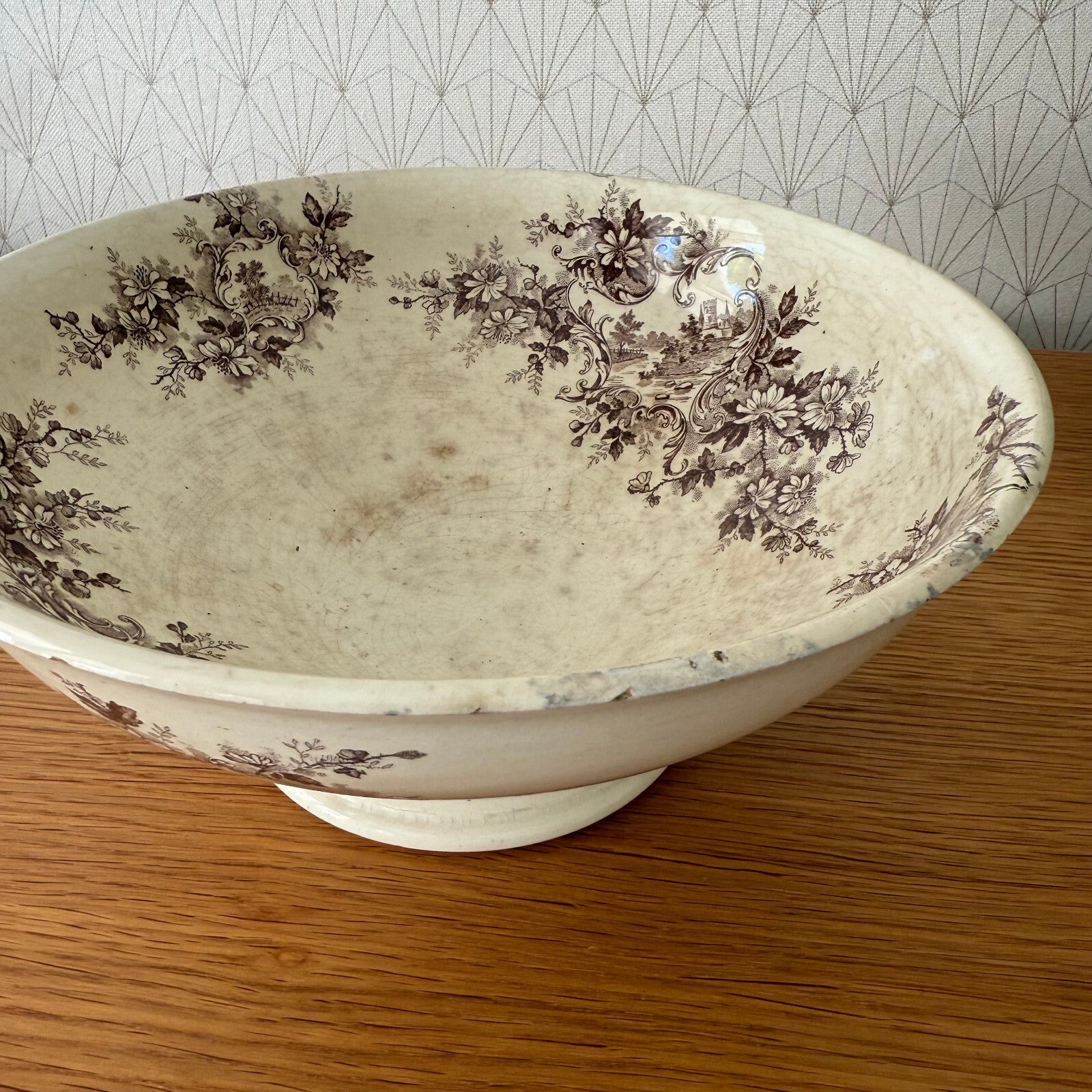 French fruits bowl compotier piedouche Pompadour Boulenger pedestal 0406259 Fleamarketfrance