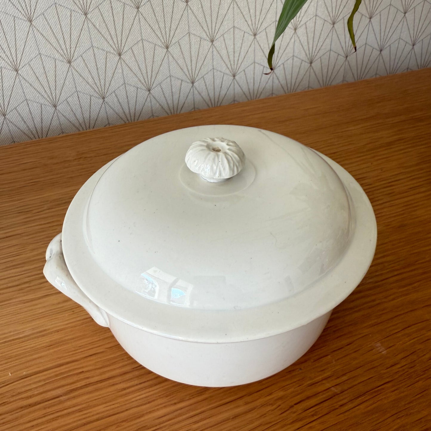Vintage French Terrine Pot White Ceramic Sarreguemines Foie Gras 11012512 Sarreguemines