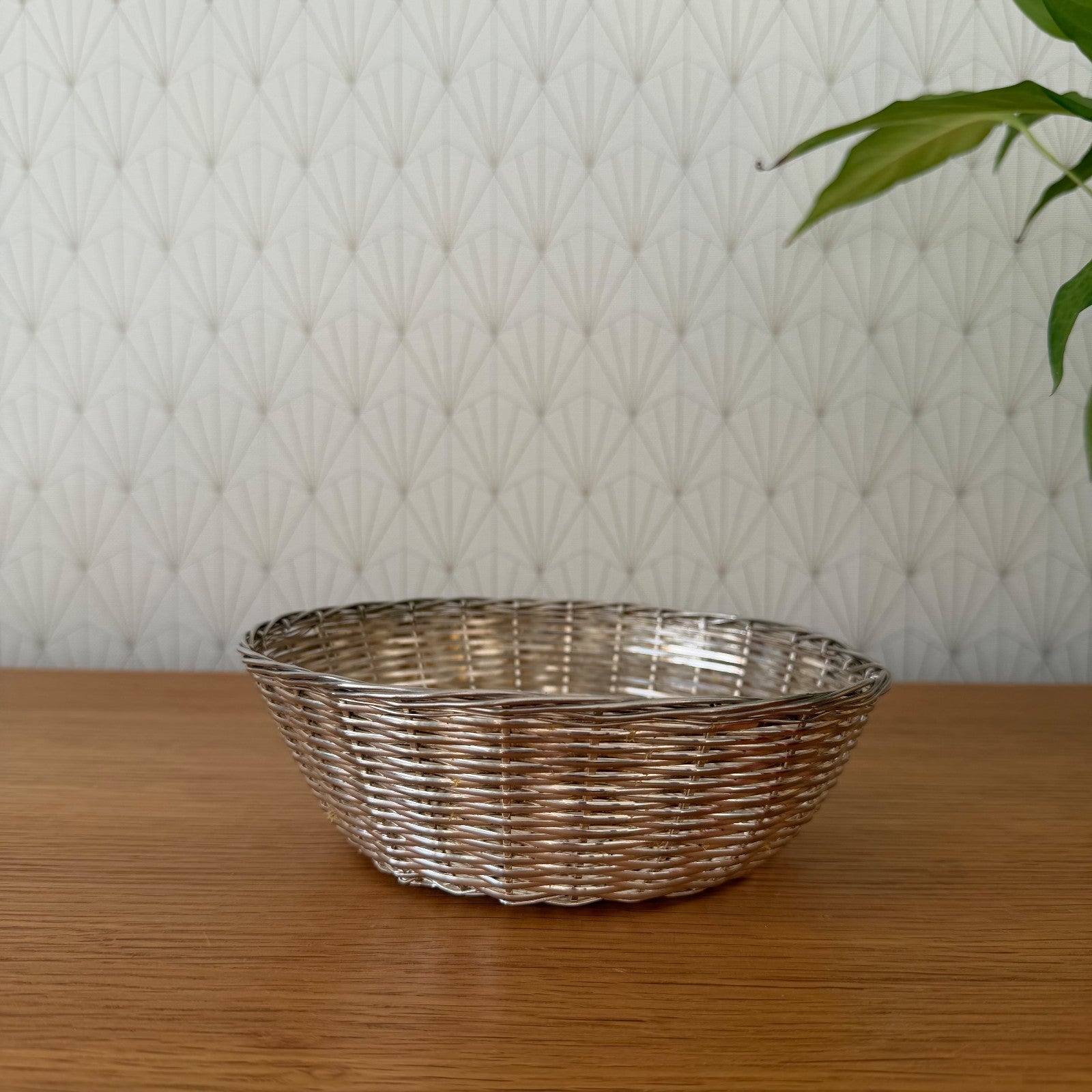 French Silverplated Bread Basket Vintage Woven Metal Bowl 2101266 Unbranded