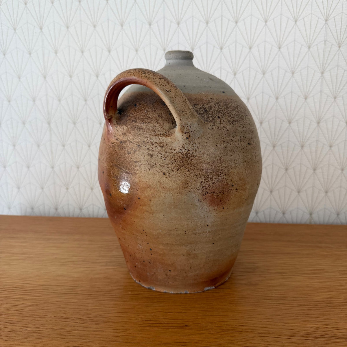 Antique French Stoneware Jug Handmade Earthenware Pitcher Pottery 04092618