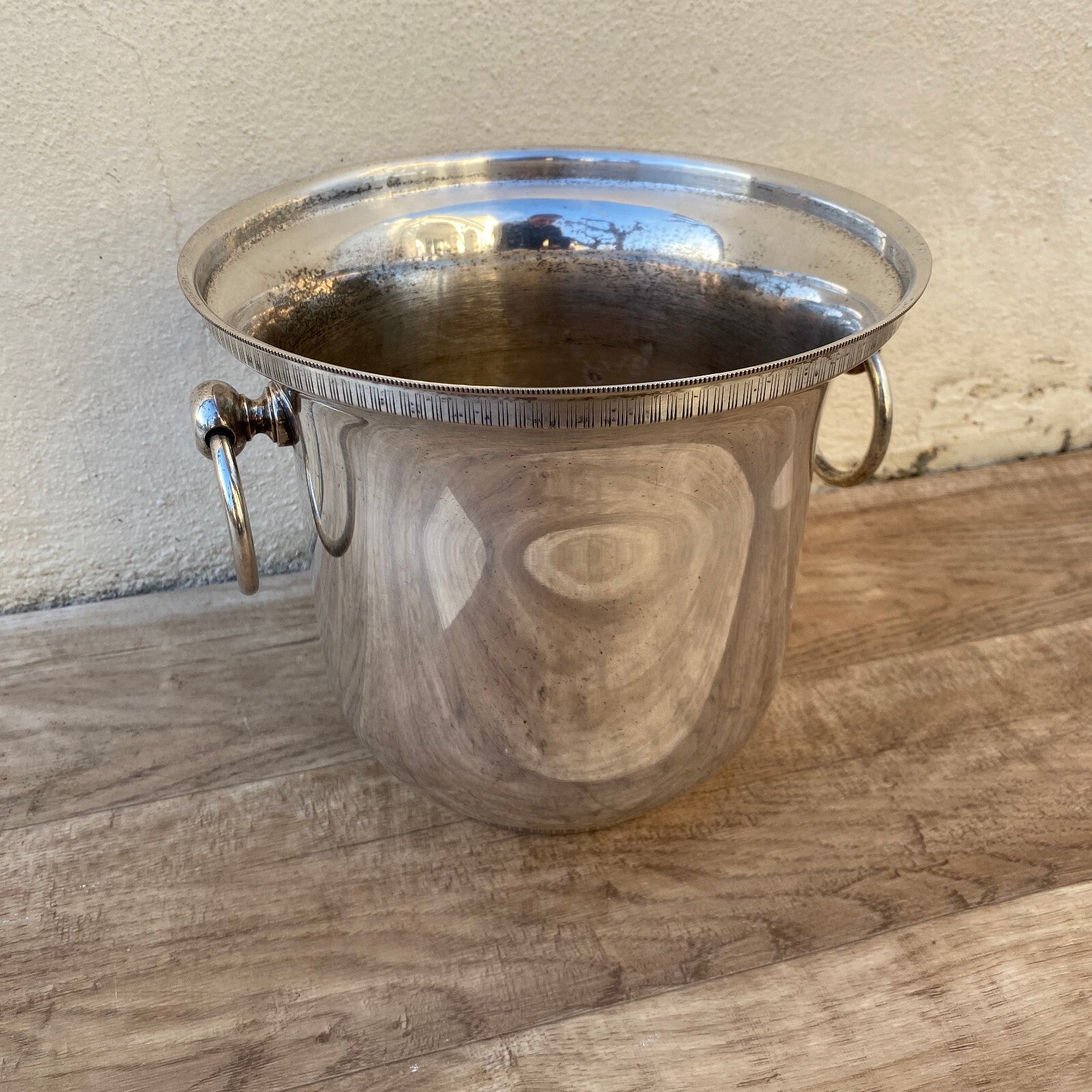 French Silver Plated Champagne Bucket Ring Handles Ice Cooler 03102210 Unbranded