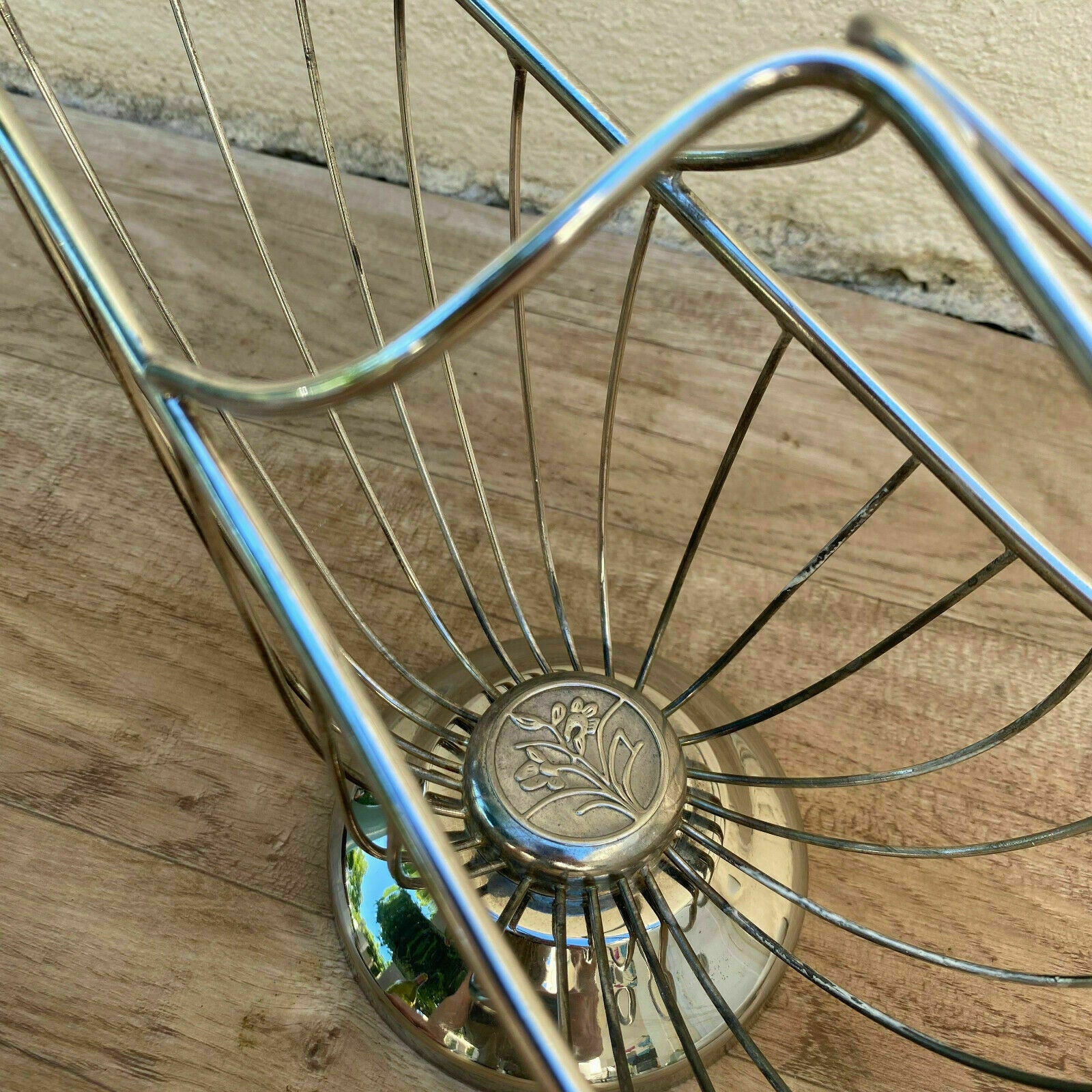 French Silver Plated Vintage Wine Basket Bottle Holder Serving 3110217 Handmade