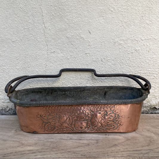 Antique French Copper Fish Kettle Poacher Steamer Planter Lys 1501259 - Fleamarketfrance