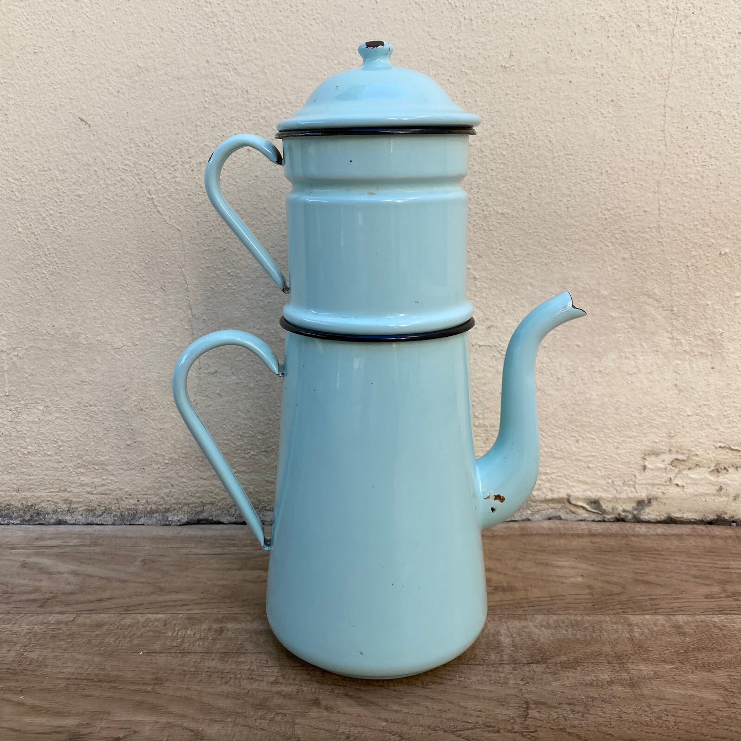 Vintage French Enamelware Enameled Blue Enamel Coffee Pot 2903258