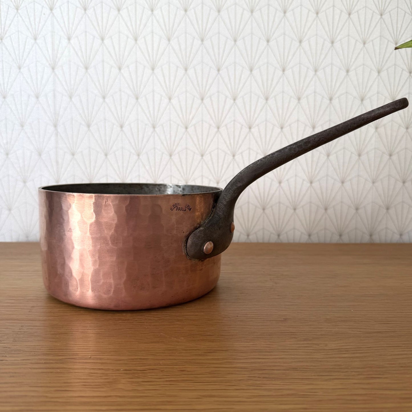 French Copper Saucepan E Dehillerin Paris Tin Lined Hammered 1606261 Unbranded
