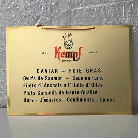 Vintage French Metal CAVIAR FOIE GRAS Wall Sign Plaque Tag 2608211 - Fleamarketfrance