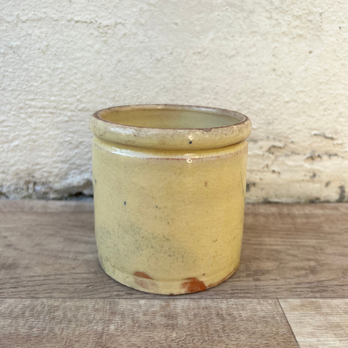 HANDMADE GLAZED YELLOW ANTIQUE FRENCH CONFIT JAM POT SMALL TERRACOTTA 2509225 - Fleamarketfrance