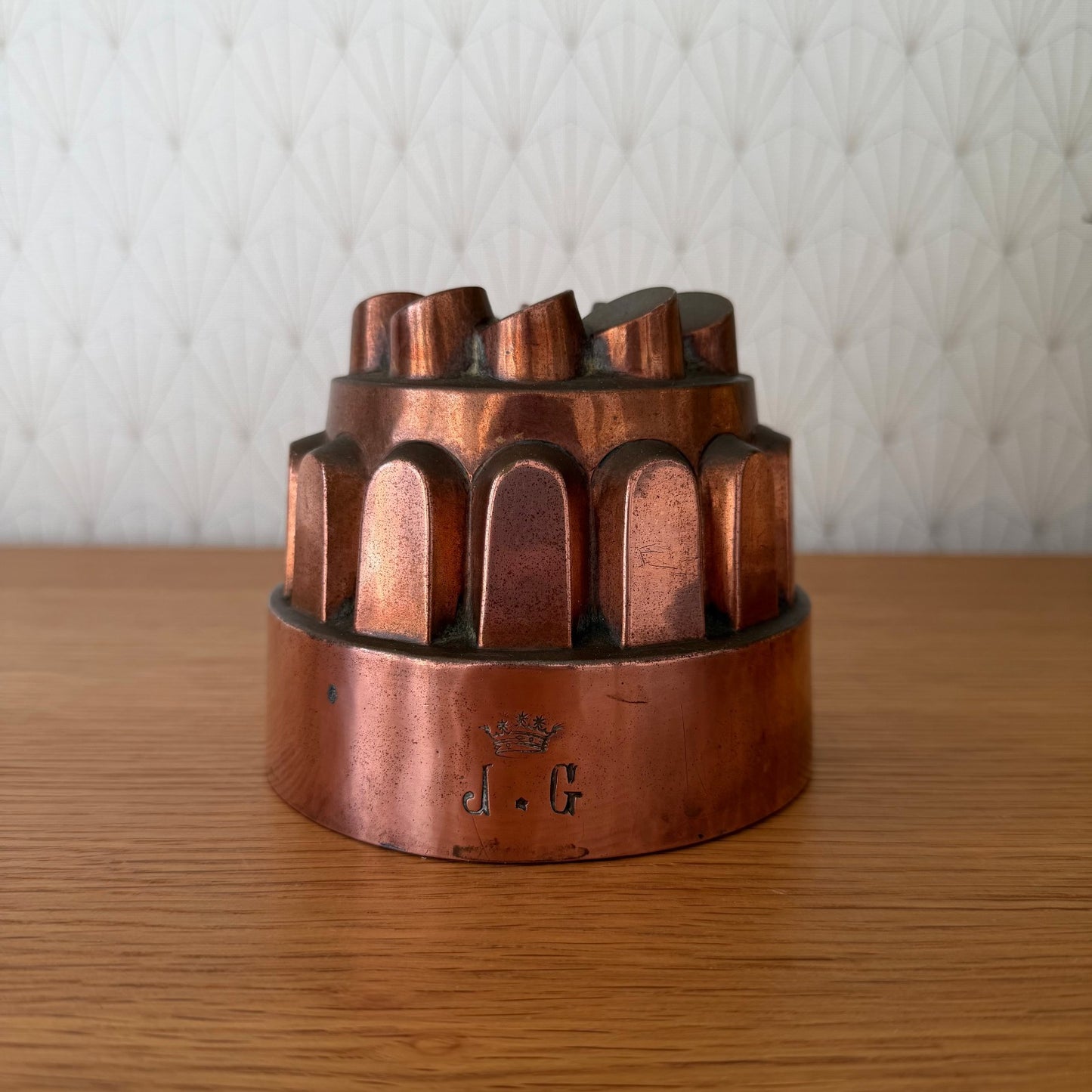 French Copper Bundt Mold Vintage Tin Lined Cake Pan 11" Fluted 07122310 Unbranded