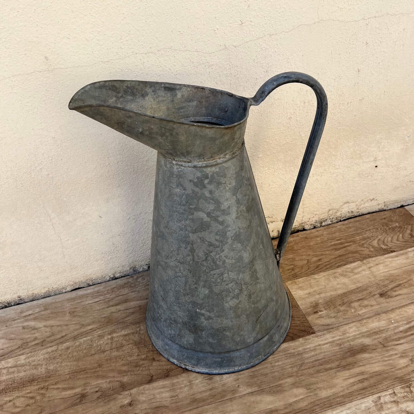 Vintage French Galvanized Zinc pitcher jug water grey garden 1707226 - Fleamarketfrance