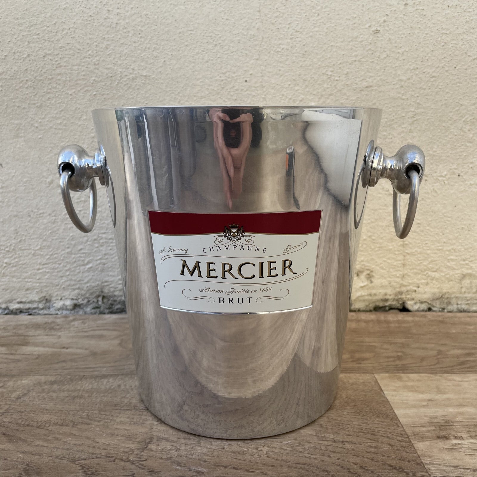 French Champagne Ice Bucket MERCIER Vintage Silver Metal Cooler 1403251 Fleamarketfrance