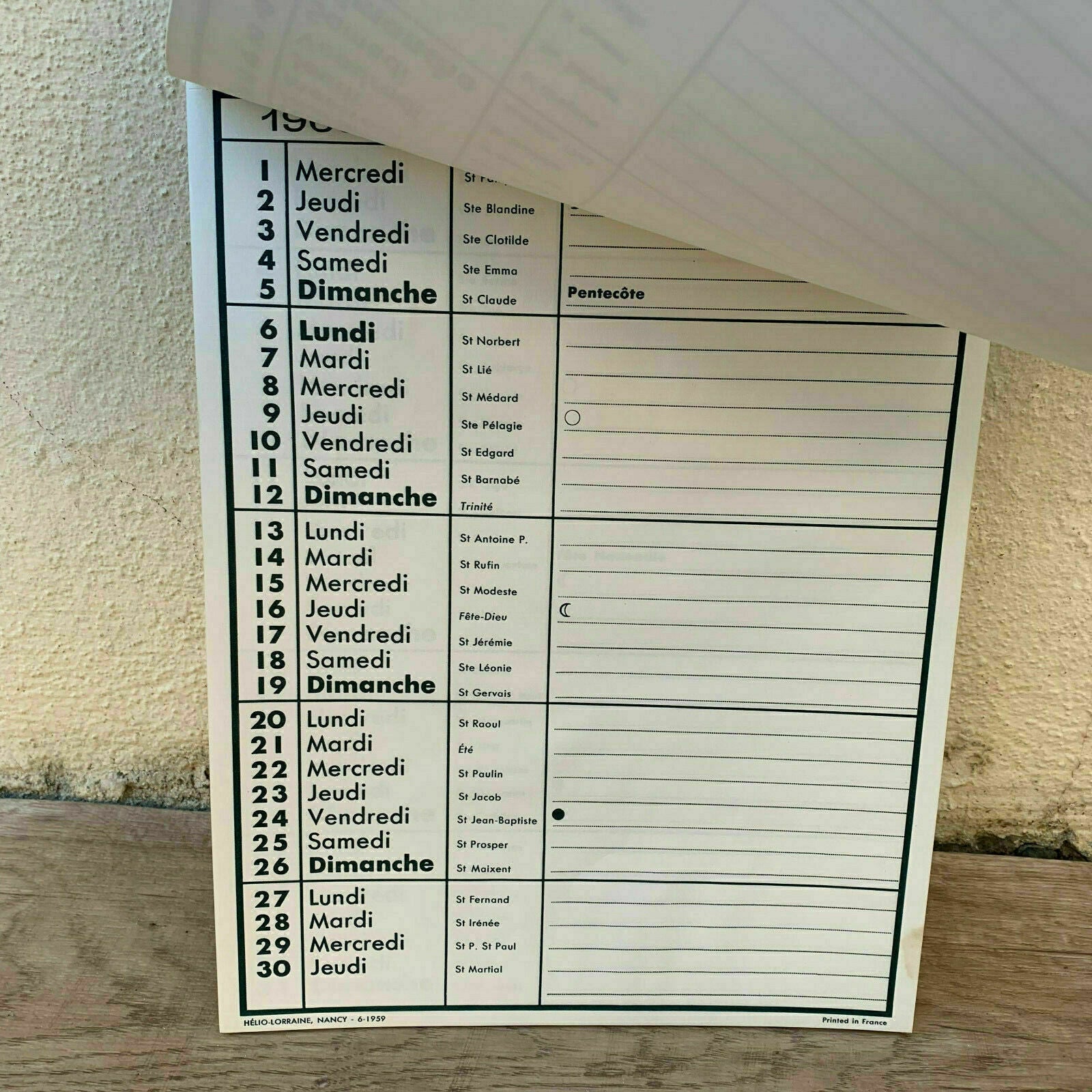 1960 AD OLD CHAMPAGNE FRENCH CALENDAR DE CASTELLANE 25061912 - Fleamarketfrance