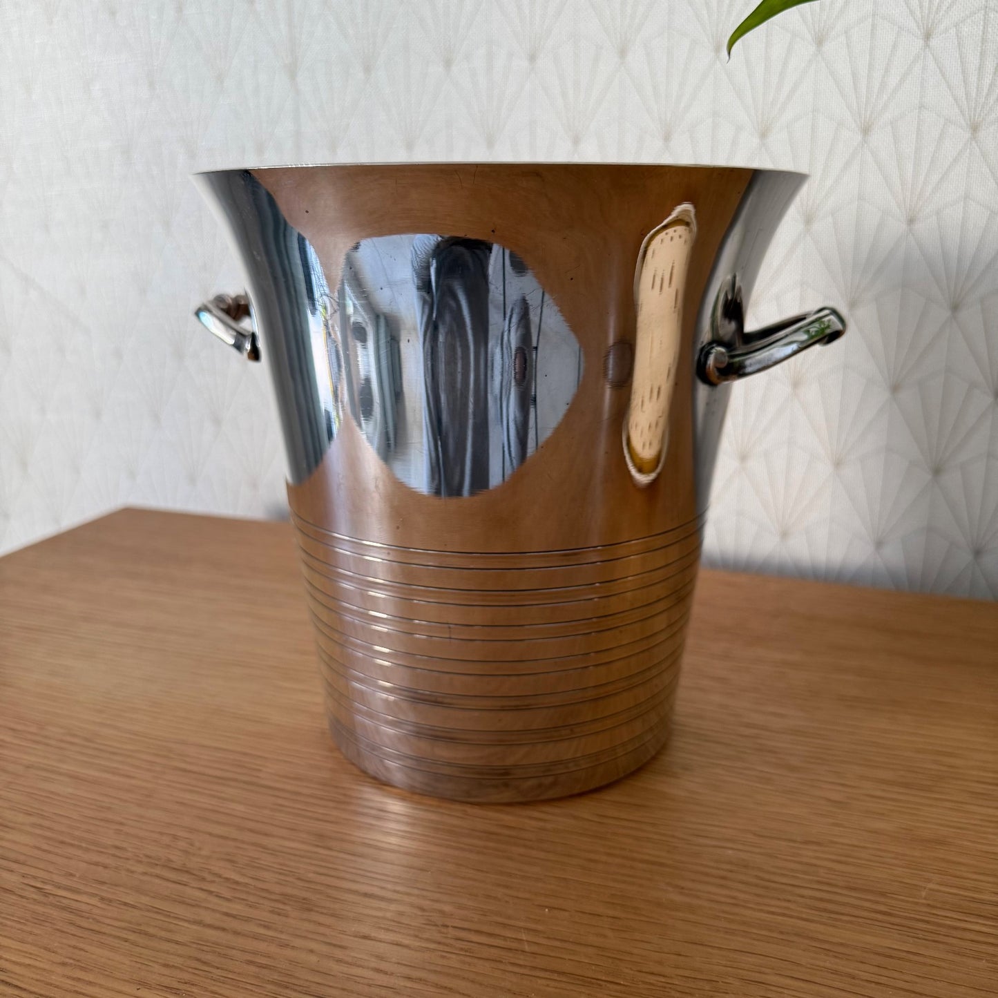 Vintage French Ice Bucket Silverplate Champagne Cooler Ribbed 0912259 Fleamarketfrance : French vintage and antique decor